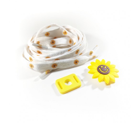 Sznurówki Żółte Kwiaty + Ozdoba