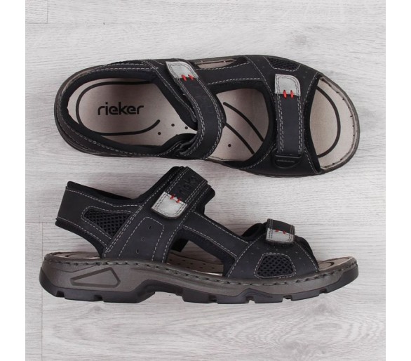 Sandały komfortowe na rzepy Rieker M R447 czarne