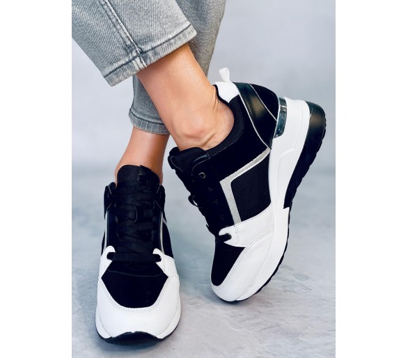 Sneakersy na koturnie pandy DIEGO BLACK WHITE