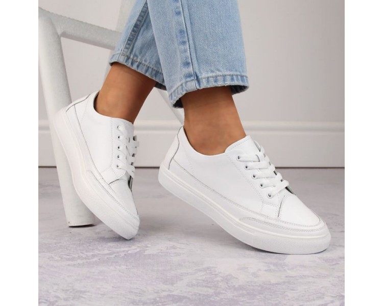 Skórzane buty Sergio Leone W SK430 białe