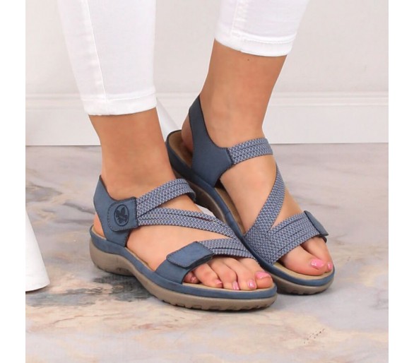 Komfortowe sandały Rieker W RKR587 niebieskie