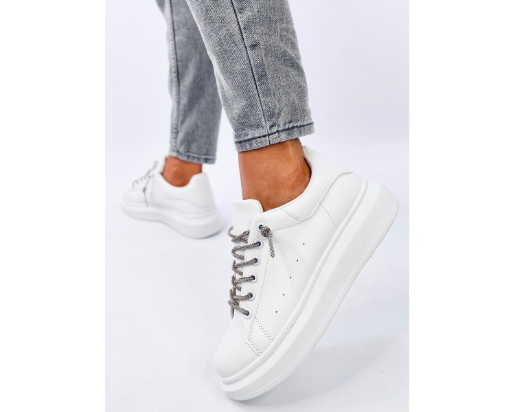 Sneakersy z kryształkowymi sznurówkami SERIES WHITE SILVER