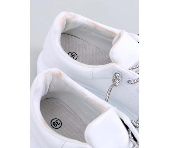 Sneakersy z kryształkowymi sznurówkami SERIES WHITE SILVER