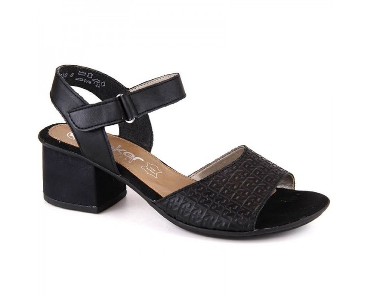 Skórzane komfortowe sandały Rieker W RKR675 czarne