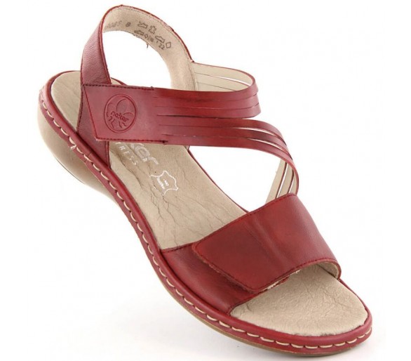 Skórzane komfortowe sandały Rieker W RKR685 czerwone