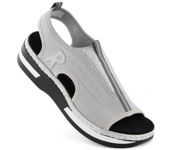 Komfortowe sandały wsuwane Rieker W RKR686 metallic